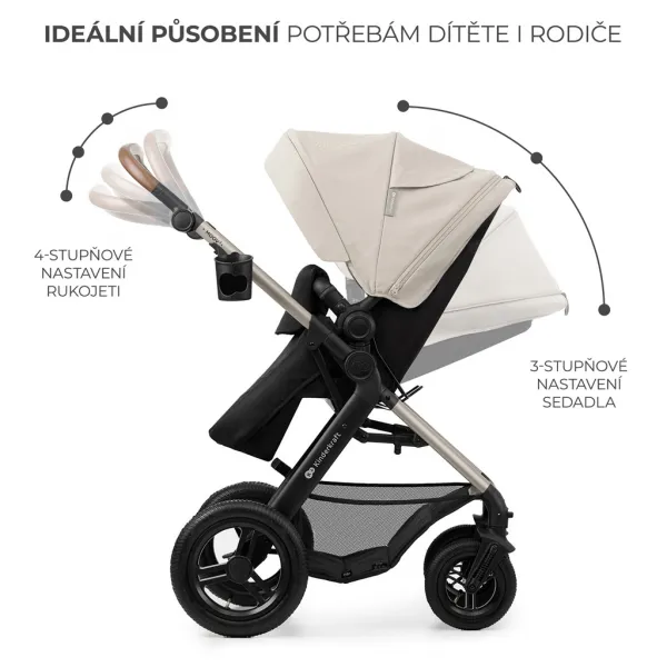 KINDERKRAFT - Kočík kombinovaný Moov 2 Air 3v1 Moonlight Grey