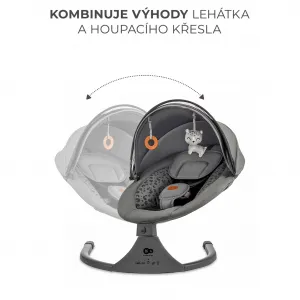 KINDERKRAFT Lehátko pohupujúce s melódiou 2v1 Lumi, do 9 kg, Premium Dark Grey
