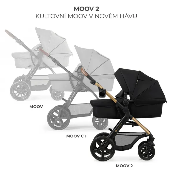 KINDERKRAFT - Kočík kombinovaný Moov 2 3v1 Pure Black - penové kolesá