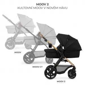 KINDERKRAFT - Kočík kombinovaný Moov 2 3v1 Pure Black - penové kolesá
