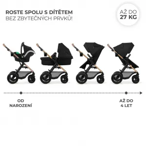 KINDERKRAFT - Kočík kombinovaný Moov 2 Air 3v1 Pure Black