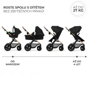 KINDERKRAFT - Kočík kombinovaný Moov 2 Air 3v1 Pure Black