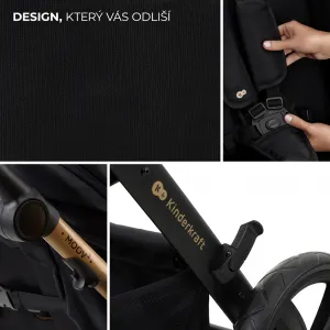 KINDERKRAFT - Kočík kombinovaný Moov 2 Air 3v1 Pure Black