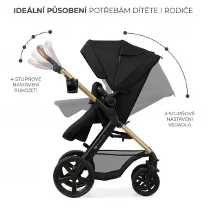 KINDERKRAFT - Kočík kombinovaný Moov 2 3v1 Pure Black - penové kolesá