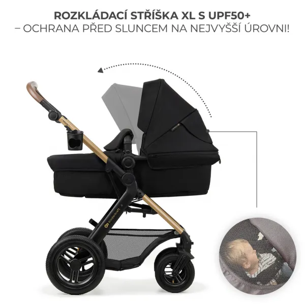 KINDERKRAFT - Kočík kombinovaný Moov 2 Air 3v1 Pure Black