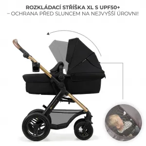 KINDERKRAFT - Kočík kombinovaný Moov 2 Air 3v1 Pure Black