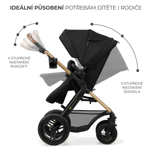 KINDERKRAFT - Kočík kombinovaný Moov 2 Air 3v1 Pure Black