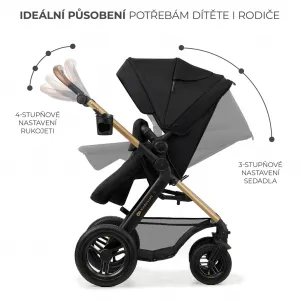 KINDERKRAFT - Kočík kombinovaný Moov 2 Air 3v1 Pure Black