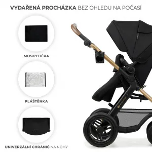 KINDERKRAFT - Kočík kombinovaný Moov 2 Air 3v1 Pure Black