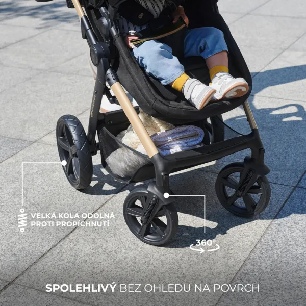 KINDERKRAFT - Kočík kombinovaný Moov 2 3v1 Sand Beige - penové kolesá