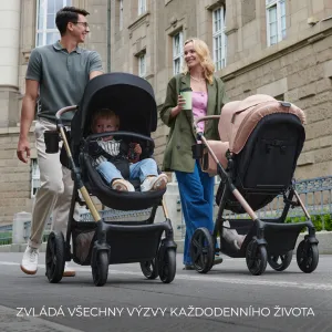 KINDERKRAFT - Kočík kombinovaný Moov 2 3v1 Sand Beige - penové kolesá