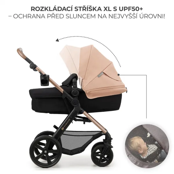 KINDERKRAFT - Kočík kombinovaný Moov 2 3v1 Sand Beige - penové kolesá