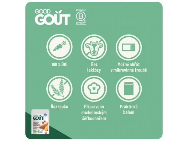 Good Gout Bio Kapsička sladké zemiaky s bravčovým mäsom 190 g,GOOD GOUT BIO Sladké zemiaky s bravčovým mäsom 190 g