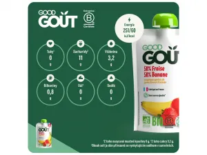 GOOD GOUT BIO Ovocné pyré bez lepku Jahoda a banán 120g - ovocný príkrm