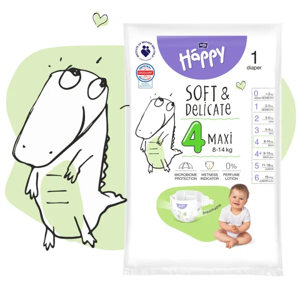 BELLA Baby Happy Soft&Delicate Size 4 Maxi jednorazové plienky 8-14 kg 62 ks