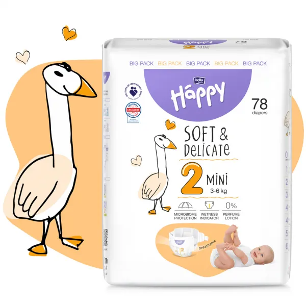 BELLA Baby Happy Soft&Delicate Size 2 Mini jednorazové plienky 3-6 kg 78 ks