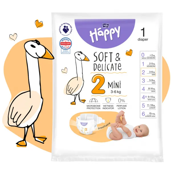 BELLA Baby Happy Soft&Delicate Size 2 Mini jednorazové plienky 3-6 kg 78 ks
