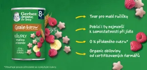 GERBER Organic chrumky s malinami a banánom 35 g,GERBER Organic chrumky s malinami a banánom 35 g​