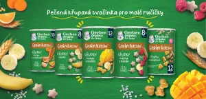 GERBER Organic chrumky s malinami a banánom 35 g,GERBER Organic chrumky s malinami a banánom 35 g​