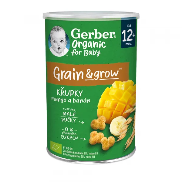 GERBER Organic chrumky s mangom a banánom 35 g​,GERBER Organic chrumky s mangom a banánom 35 g​