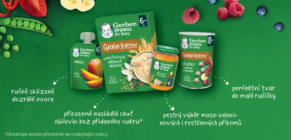 GERBER Organic chrumky s mangom a banánom 35 g​,GERBER Organic chrumky s mangom a banánom 35 g​