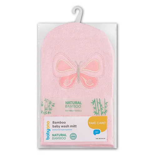 BABYONO Handrička na umývanie Natural bamboo - ružová