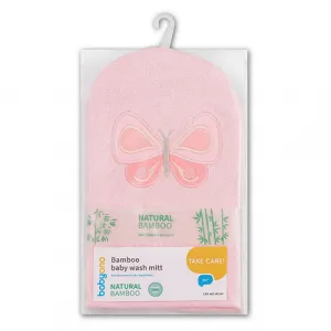 BABYONO Handrička na umývanie Natural bamboo - ružová