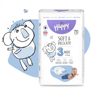 BELLA Baby Happy Soft&Delicate Size 3 MIdi jednorazové plienky 5-9 kg 70 ks