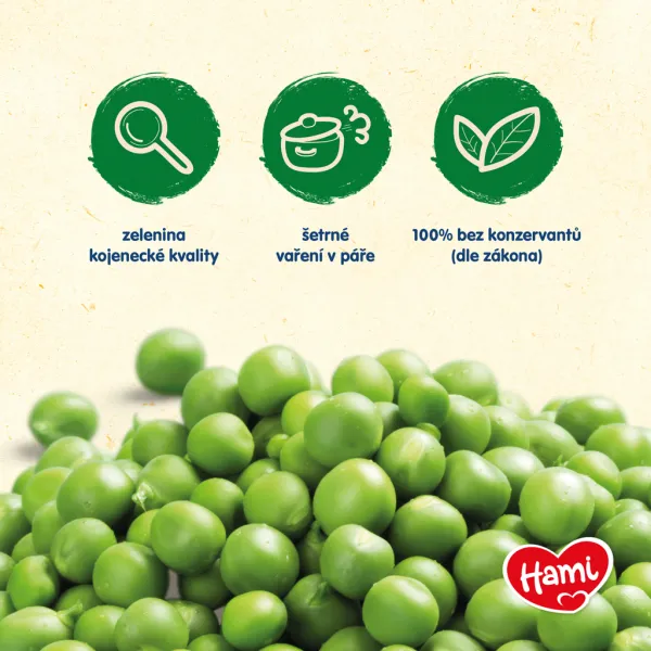 Hami Zelený hrášok prvá lyžička 125 g,HAMI Príkrm zeleninový Zelený hrášok 125g