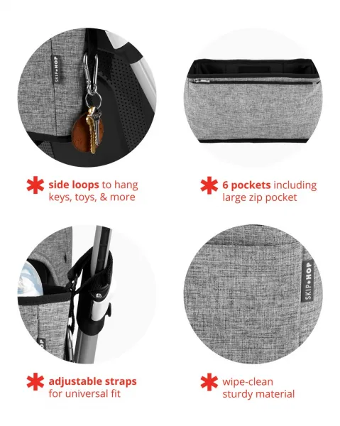 SKIP HOP - Organizér na kočík Grab&Go Ultra grey melange