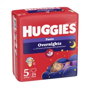 HUGGIES® Nohavičky plienkové nočné Overnights Pants vel. 5 (12-17 kg), 24 kusů