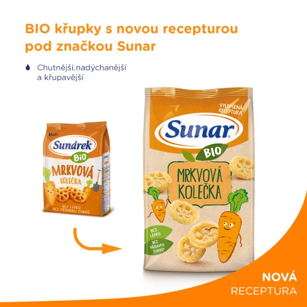 SUNAR Bio mrkvové kolieska 45 g,SUNAR BIO Chrumky Mrkvové kolieska 45 g