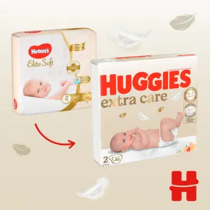 HUGGIES Elite Soft 1 2× 82 ks,HUGGIES® Extra Care plienky jednorazové 2 (3-6 kg) 82 ks