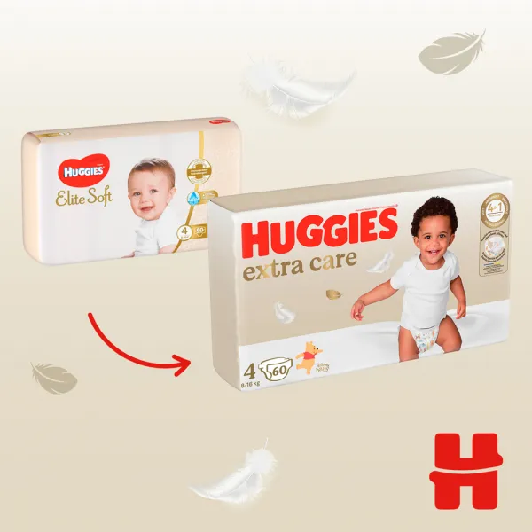 HUGGIES Elite Soft 4 8-14kg 60ks,HUGGIES® Extra Care plienky jednorazové 4 (8-14 kg) 60 ks