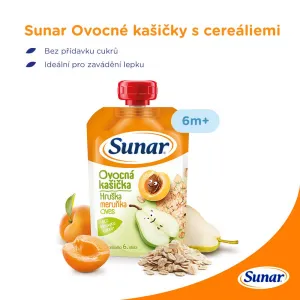 Sunar kašička hruška marhuľa ovsené vločky 120 g,SUNAR Kapsička Ovocná kašička hruška, marhul'a, ovsené vločky 120 g