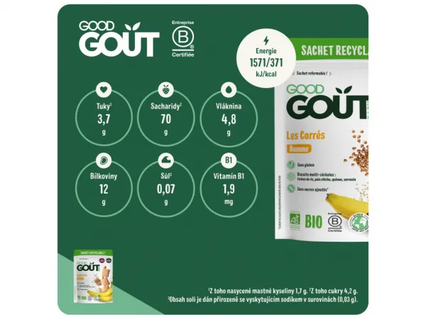 GOOD GOUT Banánové vankúšiky BIO 50 g,GOOD GOUT BIO Banánové vankúšiky 50 g