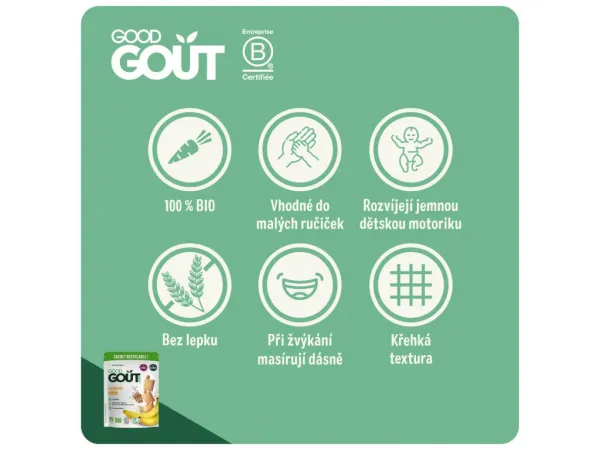 GOOD GOUT Banánové vankúšiky BIO 50 g,GOOD GOUT BIO Banánové vankúšiky 50 g
