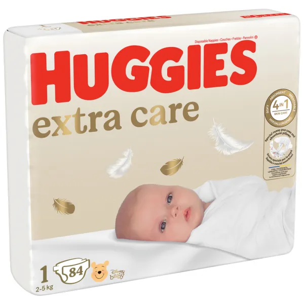 HUGGIES Elite Soft 1 84 ks,HUGGIES® Extra Care plienky jednorazové 1 (2-5 kg) 84 ks