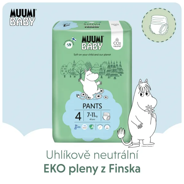 MUUMI Baby Pants 4 Maxi 7-11 kg (40 ks), nohavičkové eko plienky