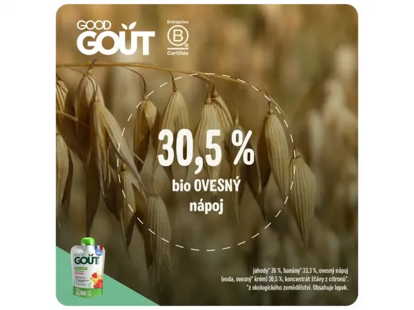 Good Gout Ovsený dezert s jahodou a banánom Bio 90 g,GOOD GOUT BIO Ovsený dezert s jahodou a banánom 90 g