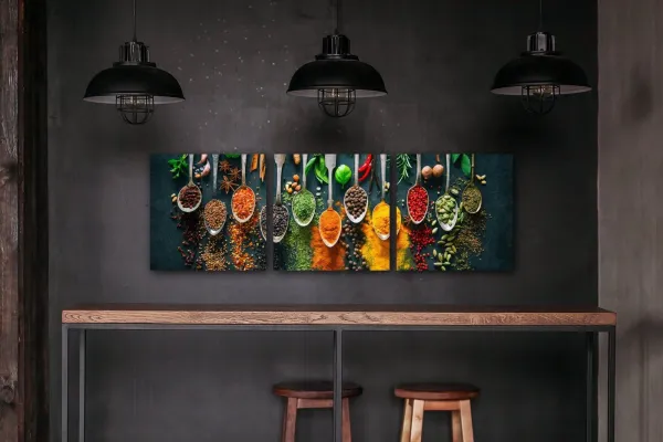 Impresi Obraz Korenie na lyžičkách - 90 x 30 cm (3 dielny)