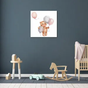 Impresi Obraz Medvedík s farebnými balóniky - 20 x 20 cm