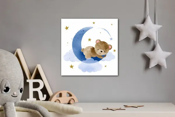 Impresi Obraz Medvedík na modrom mesiaci - 40 x 40 cm