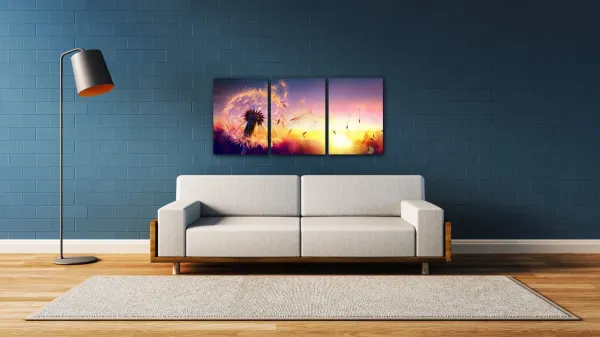 Impresi Obraz Púpava sa západom slnka - 150 x 70 cm (3 dielny)