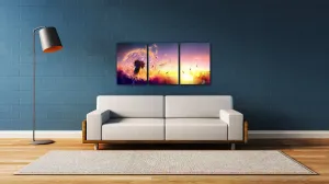Impresi Obraz Púpava sa západom slnka - 150 x 70 cm (3 dielny)
