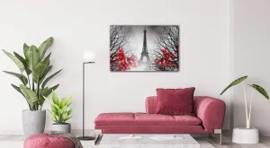 Impresi Obraz Eiffelova veža čiernobiela s červeným detailom - 60 x 40 cm
