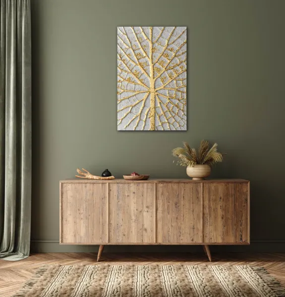 Impresi Obraz Zlatý list na bielom pozadí - 40 x 60 cm