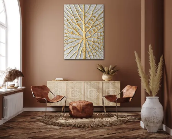 Impresi Obraz Zlatý list na bielom pozadí - 50 x 70 cm
