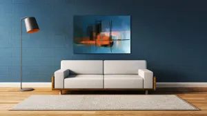 Impresi Obraz Abstrakt modrý s oranžovým detailom - 60 x 40 cm
