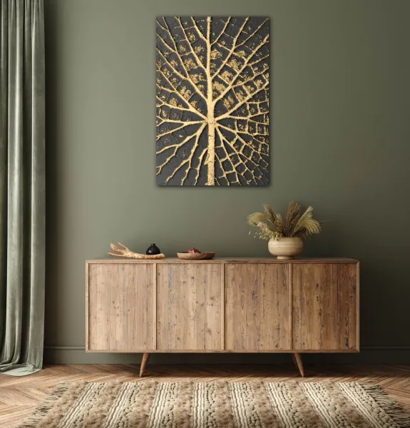 Impresi Obraz Zlatá štruktúra listu - 40 x 60 cm